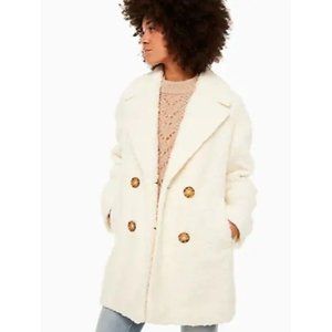 NWOT Kate Spade French Cream Teddy Coat White Brown XL